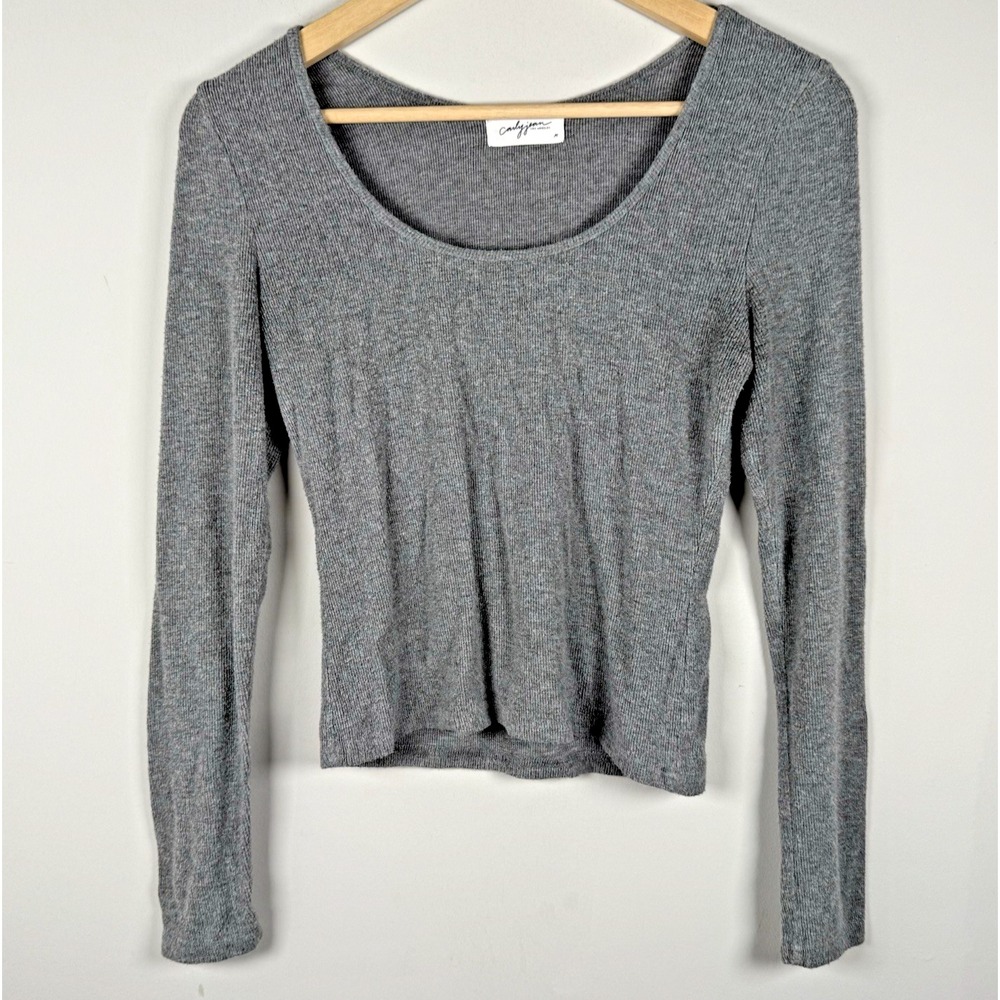 Carly Jean‎ Los Angeles Fuzzy Soft Lightweight Pullover Knit Sweater Gray Medium
